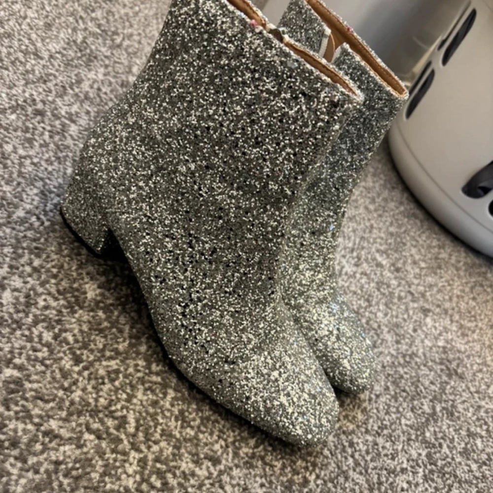 SHEIN Glittering Silver Ankle Boots